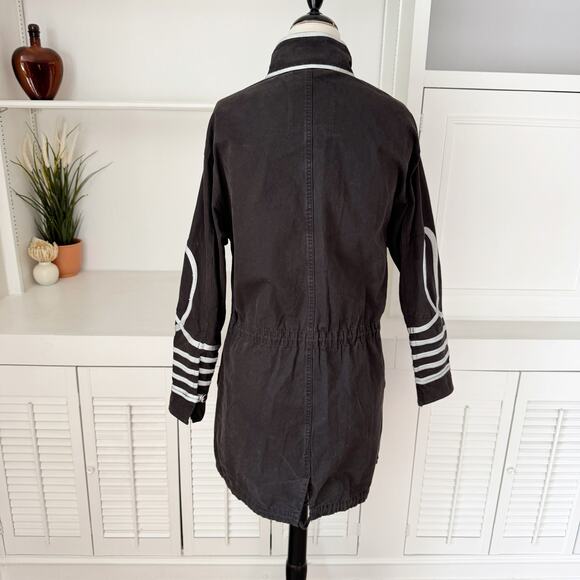 Michael Kors Embellished Washed Canvas Military Parka Black Size XS - Picture 5 of 9
